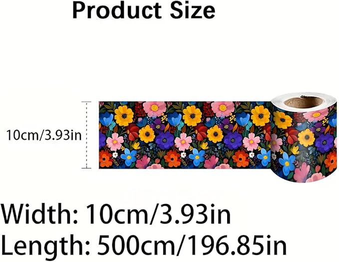 Colorful Floral Wallpaper Border 196x4 Inch Peel and Stick Wall Border