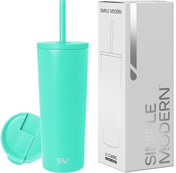 Simple Modern Classic Tumbler with Lid and Straw | Insulated Iced Coffee Cup Reusable Stainless Steel Water Bottle Travel Mug | Gifts for Women Men Her Him | 24oz | Tropical Wave