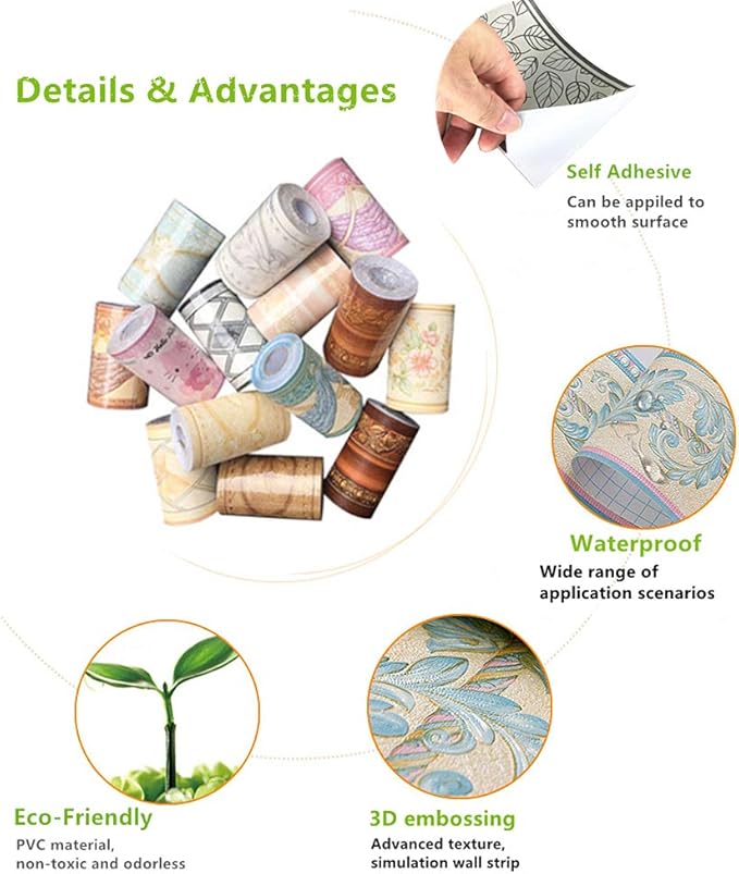 REDODECO Elegant Silver Grey Floral Molding Wallpaper Border Peel Stick Home