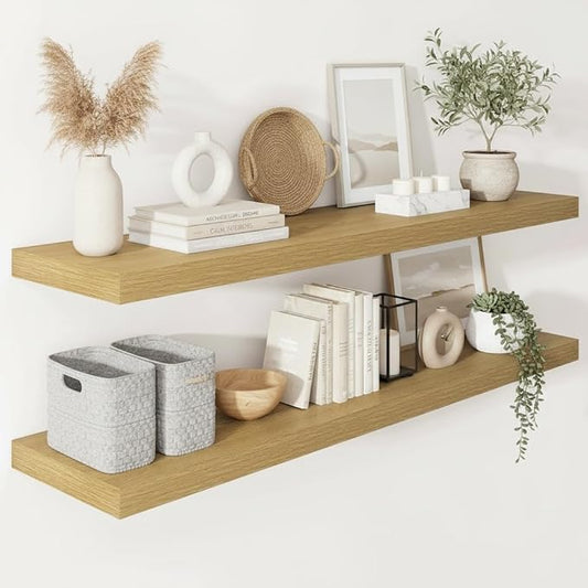 Vivelove 12 Inch Deep Floating Shelves 47.2 inch Long, 2 Inch Thick Wall Shelves