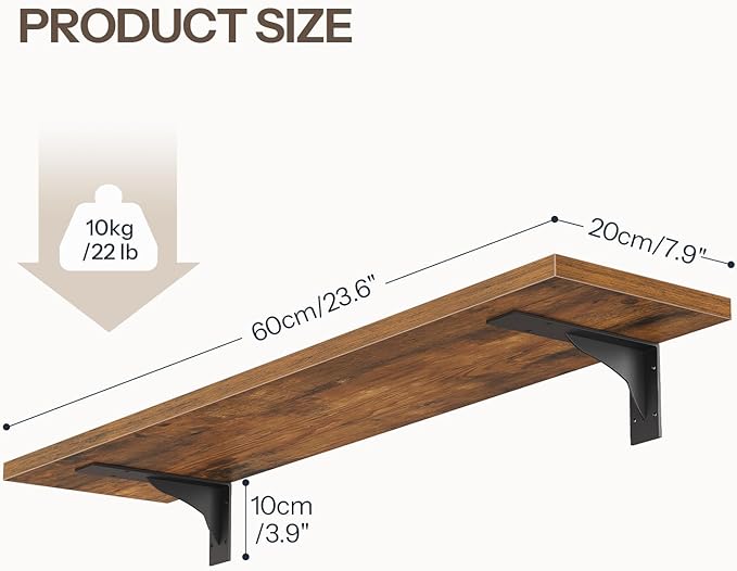 HOOBRO Floating Shelves for Wall, 23.6" Wall Mounted Shelves Set of 2, Hanging