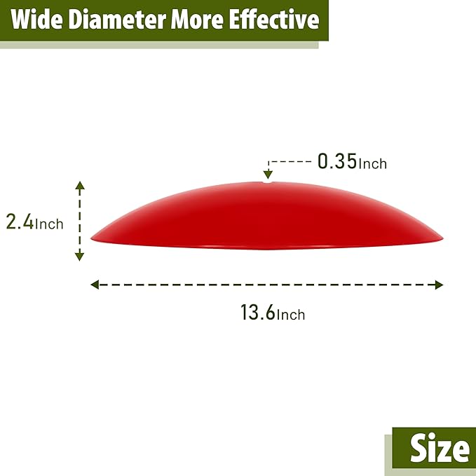 13" Hummingbird Feeder Dome Guard,Bird's Feeder Rain Cover,Squirrel Proof for Bird Feeders Pole, Smart Bird Feeders Umbrella(Bright Red), 2Pack