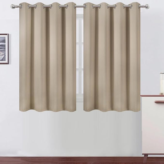 LEMOMO Khaki Thermal Blackout Curtains/52 x 45 Inch/Set of 2 Panels Room