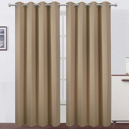 LEMOMO Natural Thermal Blackout Curtains/52 x 95 Inch/Set of 2 Panels Room
