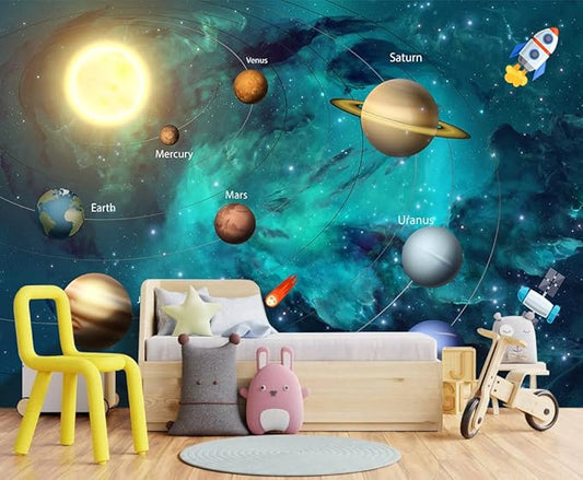 Kids Universe Planet Galaxy Wallpaper Solar System Starry bight Sky Ceiling