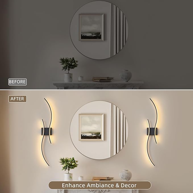 Battery Operated Wall Sconce Set of 2, Dimmable Modern LED Rechargeable Wall