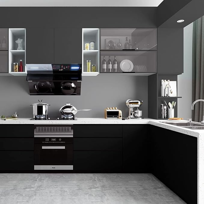 FUKU MON 24"x394" Dark Grey Wallpaper Matte Solid Gray Contact Paper