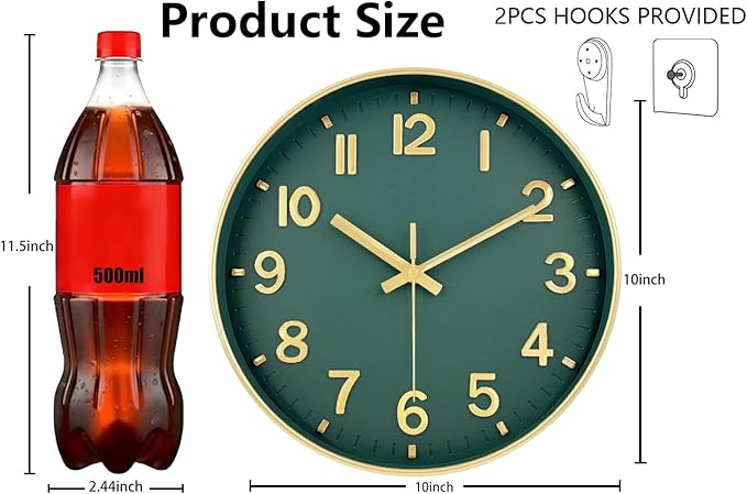 Modern Wall Clock, 10 Inch Digital Wall Clocks Battery Operated, Round Non