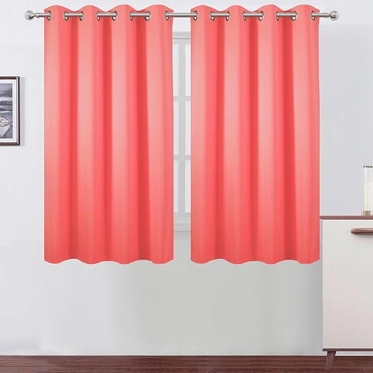 LEMOMO Blackout Curtains 52 x 45 inch Coral Curtains Set of 2 Panels/Thermal