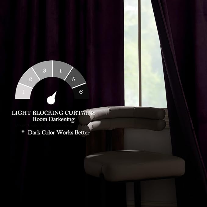 NICETOWN Purple Velvet Curtains 90 inch Long