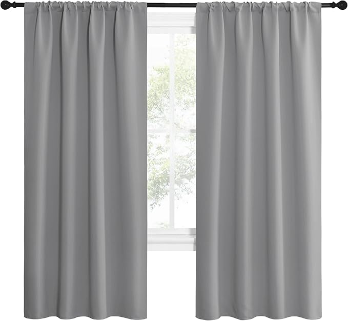 NICETOWN Silver Grey Blackout Curtains