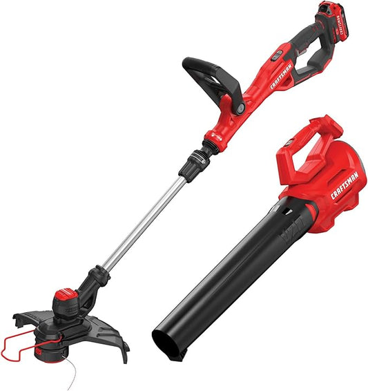 CRAFTSMAN V20 Weed Wacker and Leaf Blower Cordless Combo Kit, Includes 2.0 Ah Battery and Charger, 13 in. String Trimmer and Edger, 90 Mph Blower (CMCK197D1)