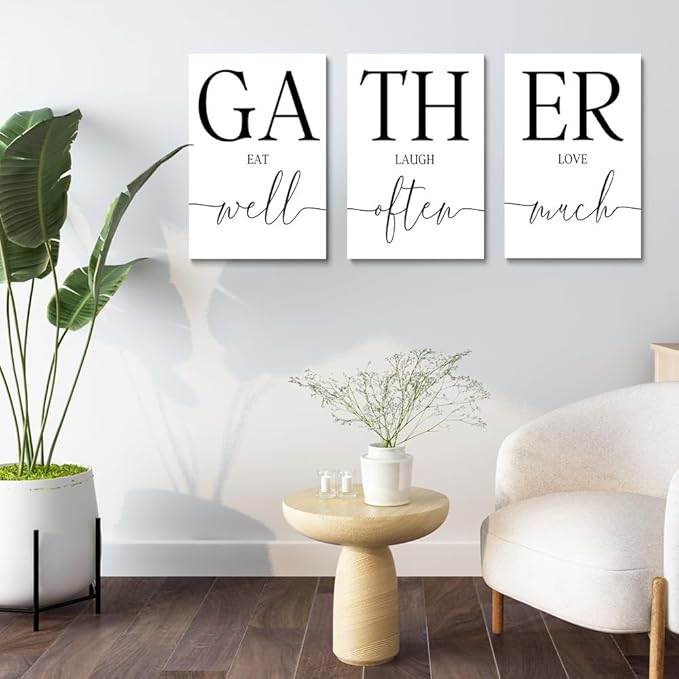 GUBIYU Large Gather Signs for Home Decor, Framed Kitchen Wall Art Farmhouse