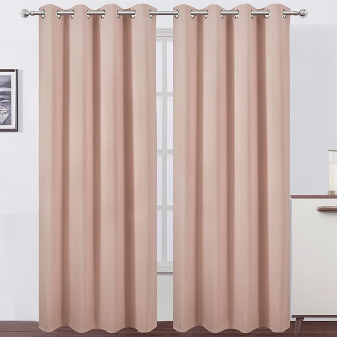 LEMOMO Blush Thermal Blackout Curtains/52 x 95 Inch/Set of 2 Panels Room