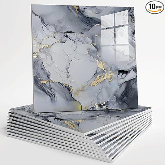 10pcs Peel and Stick Tile Shower Waterproof Marble Tiles Wall Panels,
