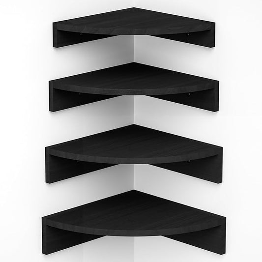 Alsonerbay Black Corner Wall Shelf, Floating Shelves Wall Mount Set of 4