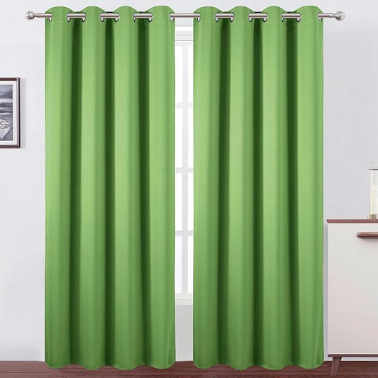 LEMOMO Blackout Curtains 52 x 90 Inch Long Light Green Curtains Set of 2 Panels
