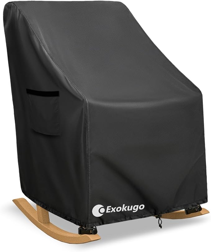 Outdoor Rocking Chair Covers 600D Heavy Duty Waterproof - Patio Furniture Covers for Rocking Chair Cover - All Weather Protection 27x34x45 Inches Black