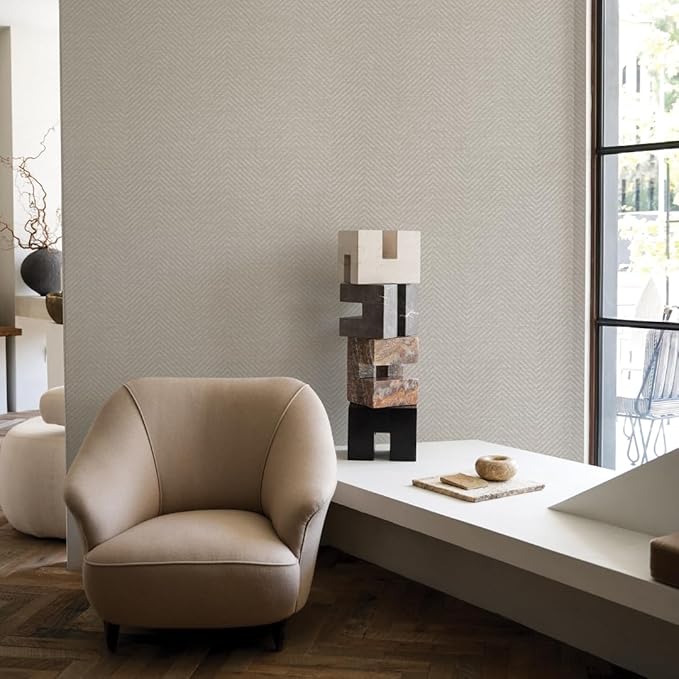 Tempaper x Jeremiah Brent Textured Faux Grasscloth Parquet Removable Peel and