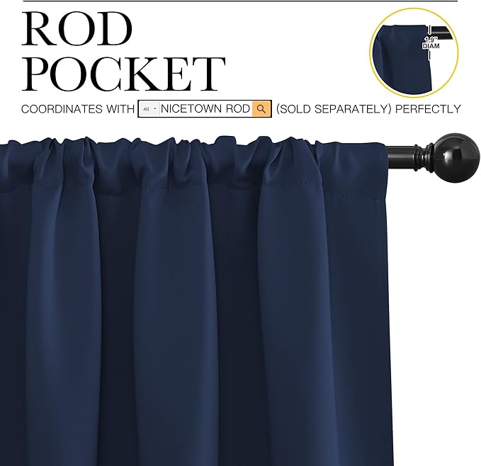 NICETOWN Living Room Curtains, Home Decorations Thermal Insulated Solid Rod