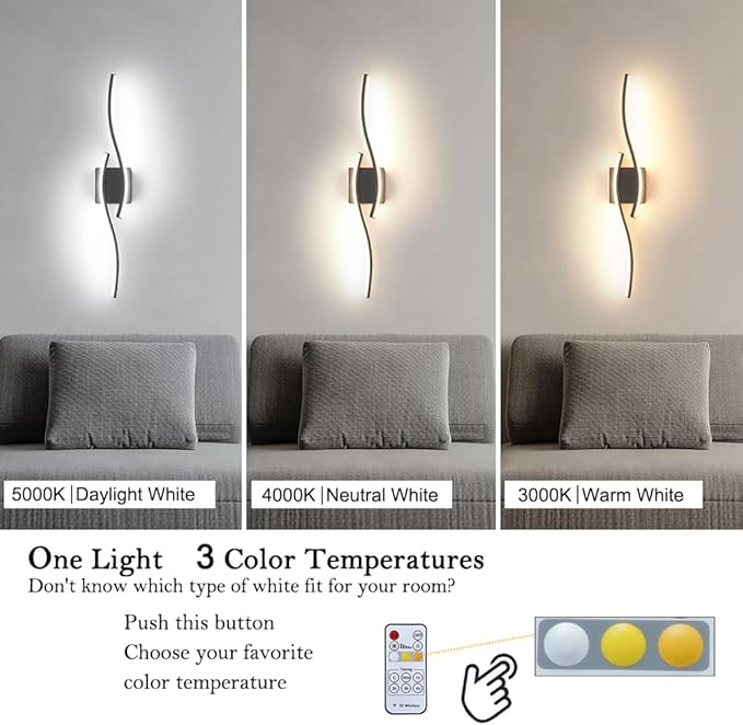 Daunton Modern Hardwired Wall Sconce Set of 2, LED Black Wall Light