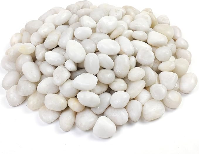 YISZM River Rocks for Landscaping, Natural Polished Pebbles for Indoor Plants, Small Decorative White Stones for Vase Fish Tank Aquariums Landscaping Garden, 20lbs