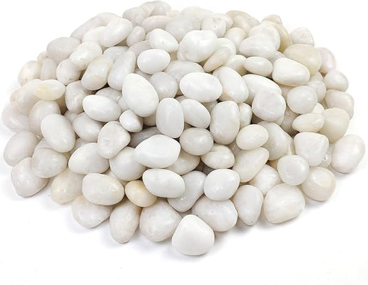 YISZM White Pebbles for Indoor Plants, Natural Polished River Rocks, Small Decorative Stones for Planters Vase Fish Tank Aquariums Landscaping Garden, 10lbs