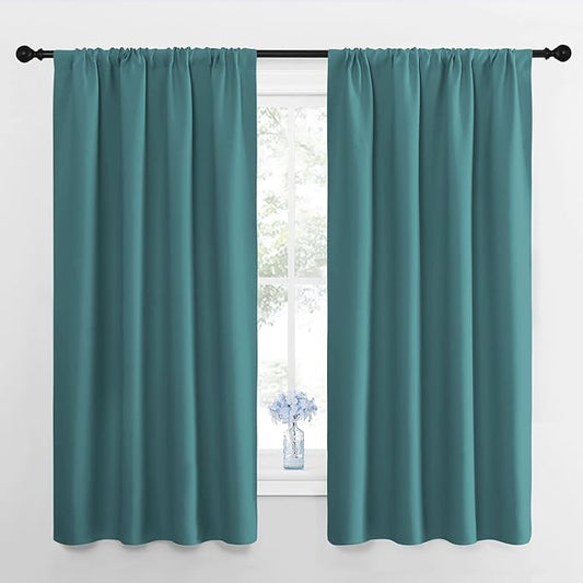 NICETOWN Window Curtains for Bedroom, Sea Teal, 2 Panels, W42 x L48 -Inch