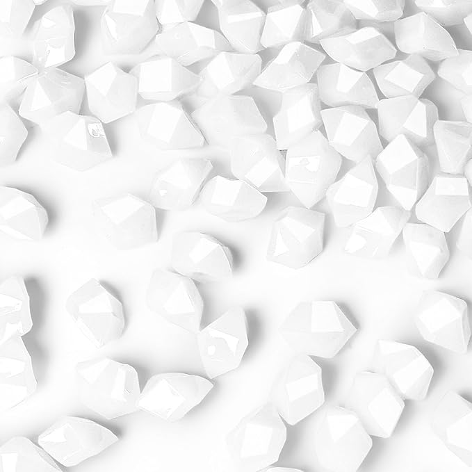 DomeStar 150PCS Fake Ice, White Acrylic Fake Diamonds Vase Filler Plastic Gems Crushed Ice Rocks for Home Table Decorations
