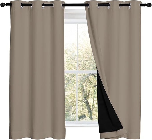 NICETOWN Taupe 100% Blackout Curtains 2 Panels