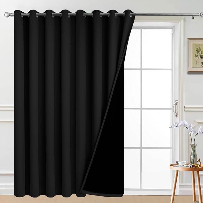 Yakamok 100% Blackout Thermal Insulated Sliding Door Curtains, Noise Reducing