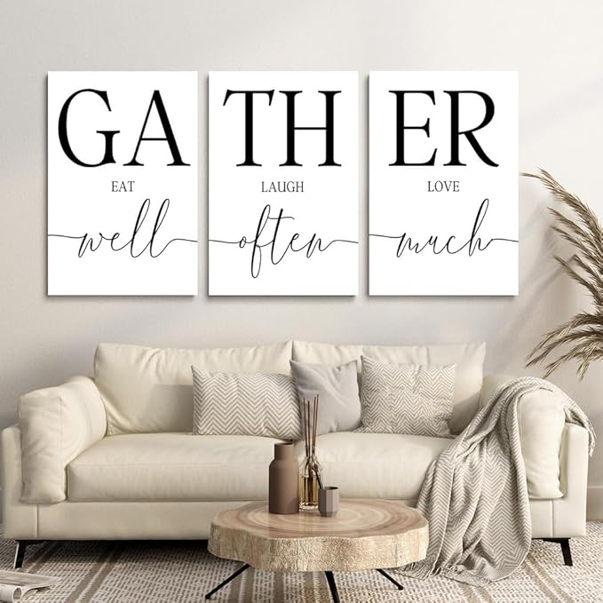 GUBIYU Large Gather Signs for Home Decor, Framed Kitchen Wall Art Farmhouse