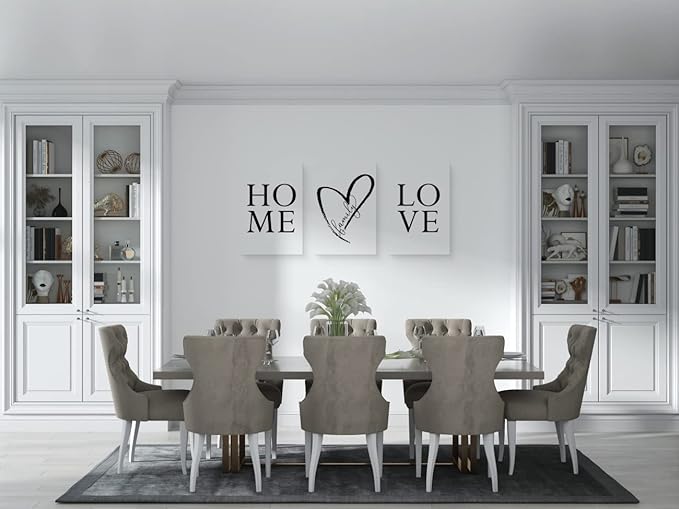 GUBIYU Home Love Wall Decor Set of 3 Prints Modern Black and White Wall Art