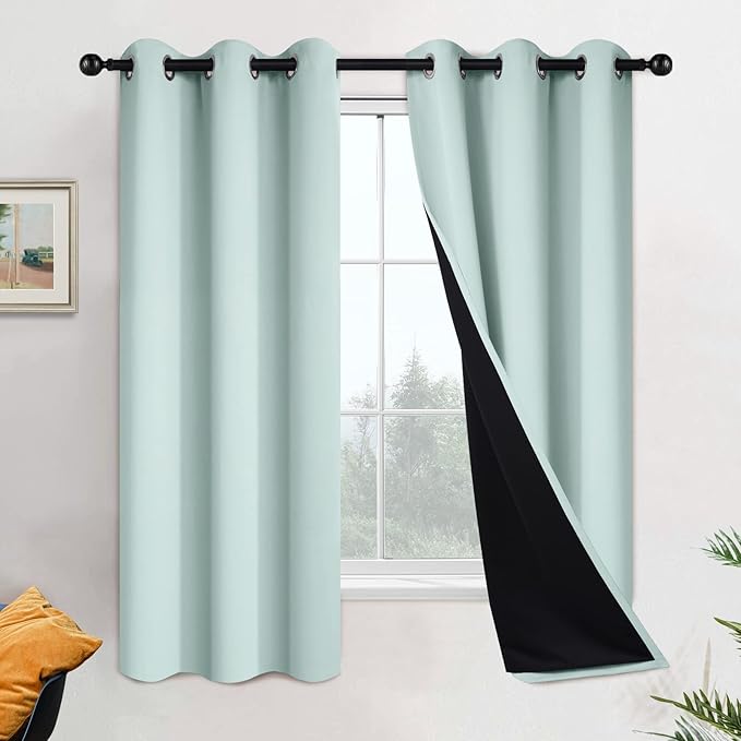 Yakamok 100% Blackout Lined Panels, Room Darkening Thermal Insulated Blackout