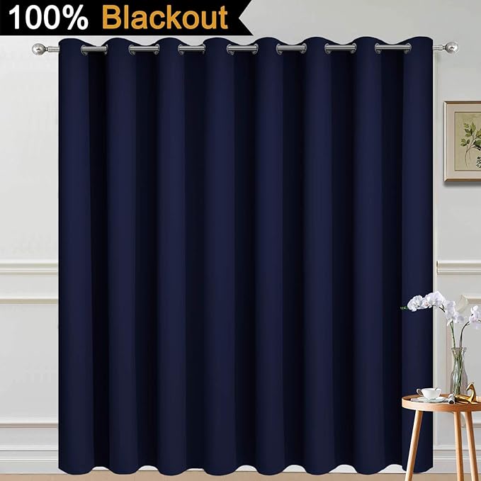 Yakamok 100% Blackout Sliding Door Curtains, Thermal Insulated Grommet Full