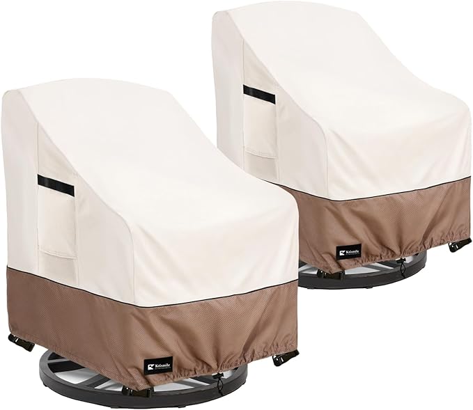 Outdoor Swivel Rocker Chair Cover 2Pack, Waterproof Rocking Chair Covers, All-Weather Protection Outdoor Lawn Patio Furniture Covers for Patio Chair 35" W x 38" D x 32" H, Beige