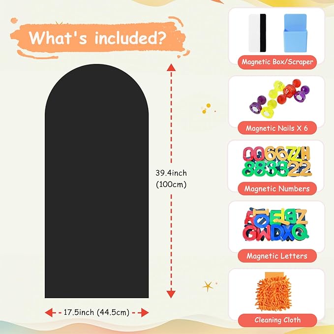 Magnetic Wall Decal for Kids 39.3x17.5 Inches Black Magnetic Wall Decal Arch