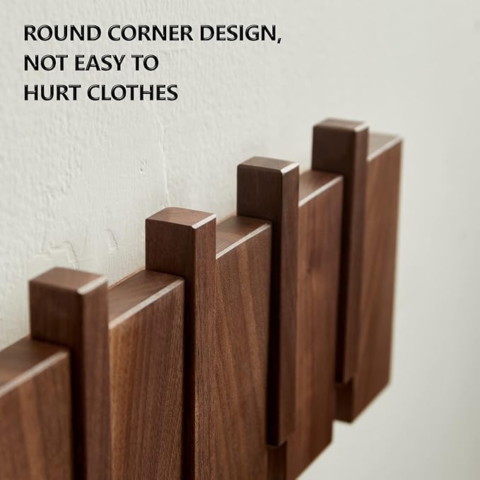 QUELLANCE Wooden Coat Hooks Wall Mounted, Coat Rack Hanger Wall Mount