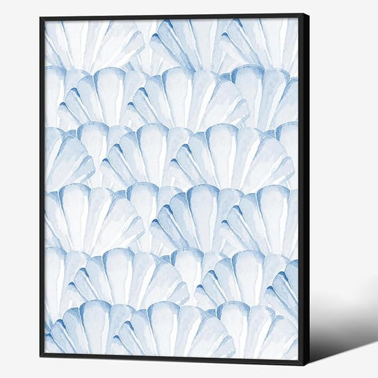 Light Blue Shell Poster Vintage Coastal Cowgirl Wall Art Modern Fashion Preppy