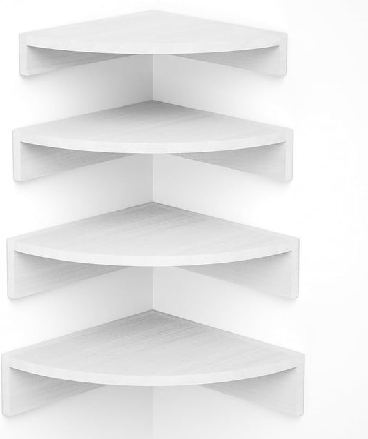 Alsonerbay White Corner Shelf Wall Mount, Large Wooden Shelves
