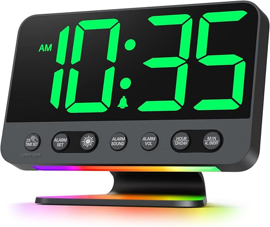 Odokee Digital Alarm Clocks for Bedrooms: Large Bold Number 5 Brightness Dimmer