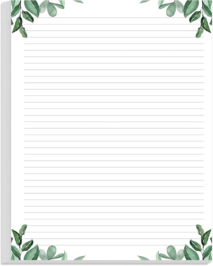 Stationery Lined Paper, Letter Size Unpunched Ruled Filler Paper, 100Sheets/200Pages Loose-Leaf Line, 100gsm, 8.5'' x 11'', Leaf