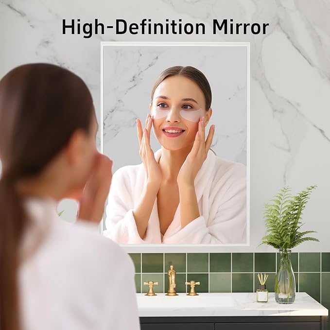 24x32 Inch White Bathroom Mirror, Wall Mounted Bathroom Vanity Mirrors