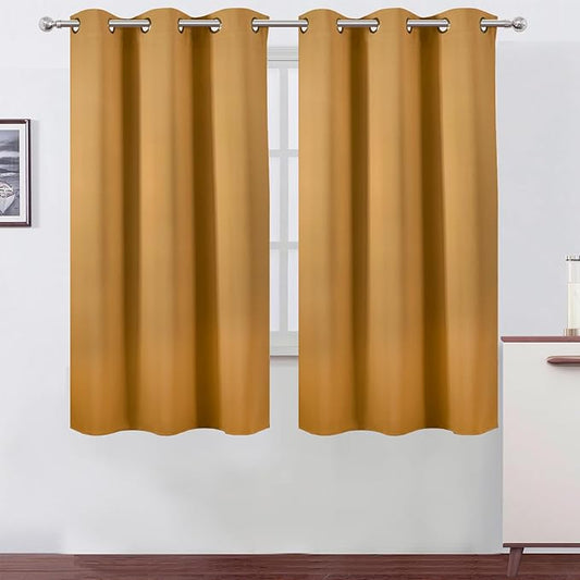 LEMOMO Mustard Yellow Thermal Blackout Curtains/38 x 63 Inch/Set of 2 Panels