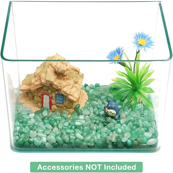 WAYBER Decorative Rock Stones, 2 Lbs/920g Irregular Green Crystal Pebbles Quartz Gravel for Aquarium Turtle Tank Decoration/Succulent Plant Landscape/Flowerpot Vase Ornament