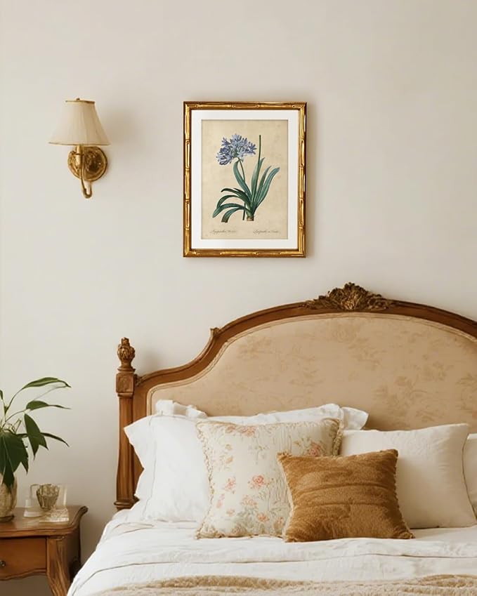 InSimSea Gold Bamboo Framed Canvas Wall Art, Retro African Lily Botanical Prints