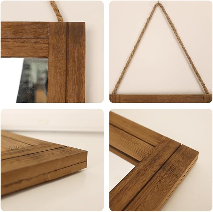 Rectangle Wall Mirror for Bathroom, Distressed White Wood Decor