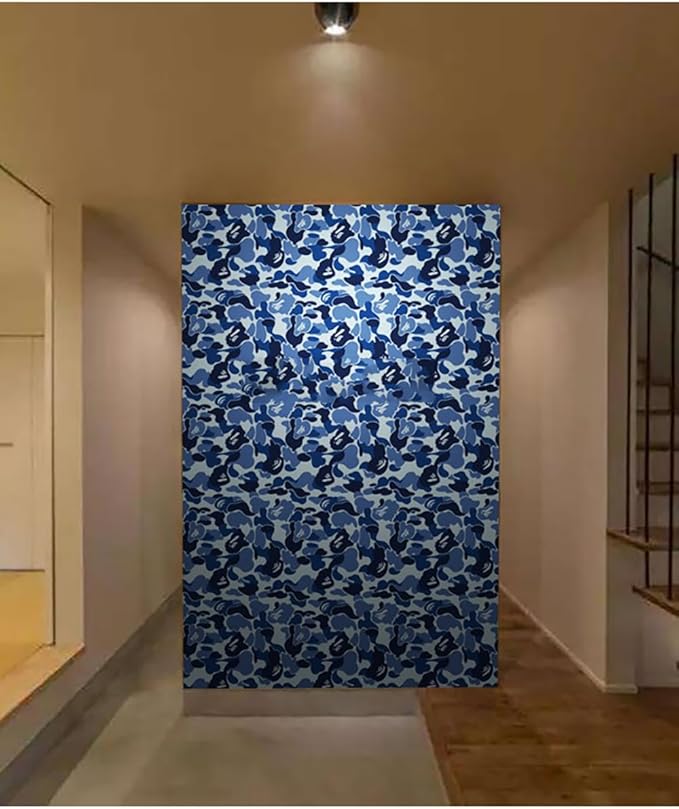 Self-Adhesive Vinyl Blue Camouflage Contact Paper Peel and Stick Camouflage