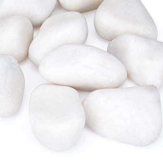 40lbs White Rocks for Landscaping, 2-3 inch Decorative Rocks for Plants Indoor, Large Polished River Rocks for Garden, Outdoor Landscaping, Walkways, Yard, Plants Pots, Vases, Crafts