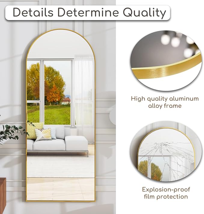 Rowjut Floor Mirror Arched Full Length Mirrors, Mirror Full Length Standing